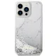 Guess dėklas iPhone 14 Pro Max telefonui Liquid Glitter Marble, baltas