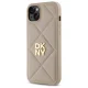 DKNY dėklas iPhone 15 Plus telefonui Quilted Stack Logo, smėlio spalvos