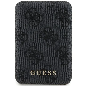 Guess 4G Leather Metal Logo MagSafe išorinė baterija 5000mAh 15W, juoda