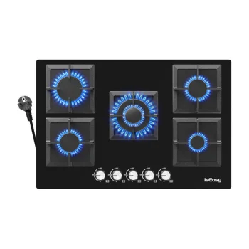 Įmontuojama stiklinė dujinė kaitlentė IsEasy MGBG-775S2, 5 degikliai