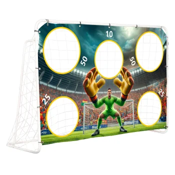 Movepro futbolo vartai su taikinio siena 180x122 cm, balti