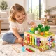 ECOTOYS medinis edukacinis kubas Varlė 8in1 su ratukais, ksilofonu ir rūšiuokle
