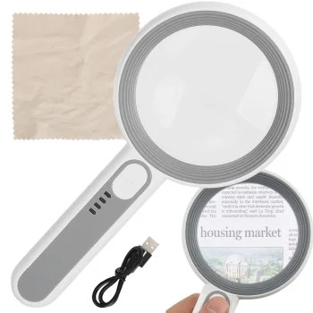 Illuminated Reading Magnifier 6-12x with 16 LED Lights and USB