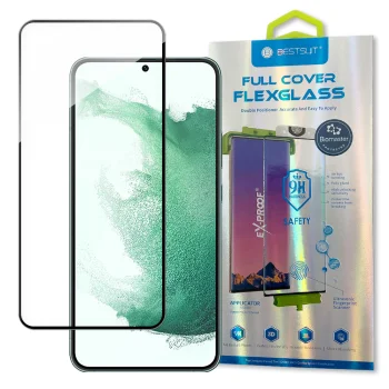 Apsauginis stiklas Bestsuit 3D Edge Nano Flexi Glass telefonui Samsung Galaxy S22+ (S22 Plus), skaidrus