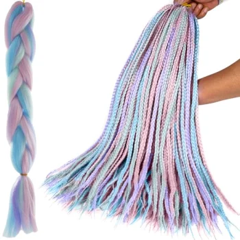 Soulima Synthetic Ombre Hair, Blue/Purple, 60 cm