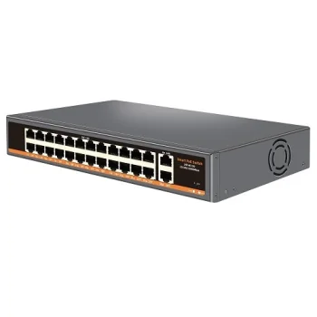 PoE šakotuvas 24x 100 Mbps PoE+ 2x Gigabit Uplink, 400 W