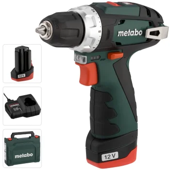 Akumuliatorinis gręžtuvas-suktuvas Metabo PowerMaxx BS Basic 12 V (2x 2.0 Ah, kroviklis, lagaminas)