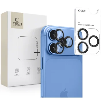 Kameros apsauginis stiklas Tech-Protect Camring Fit+ iPhone 18 Pro / 18 Pro Max, juodas