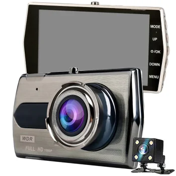 Full HD vaizdo registratorius su galinio vaizdo kamera ir 4" LCD