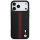 BMW M Perforated Stripe Logo MagSafe dėklas iPhone 17 Pro Max, raudonas