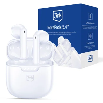 Belaidės ausinės 3mk Movepods 5.4, Bluetooth 5.4, baltos