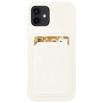Silikoninis dėklas Samsung Galaxy A72 4G su kortelių skyreliu, baltas