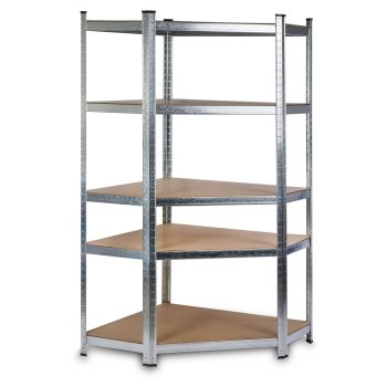 Humberg 4817 metalinė kampinė lentyna 180x90x40 cm, 5 lentynos, sidabrinė