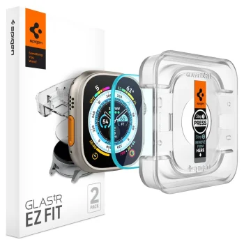 Apsauginis stiklas Spigen Glas.tR EZ Fit, Apple Watch Ultra / Ultra 2 (49 mm), 2 vnt.