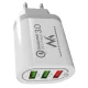 Sieninis įkroviklis Maclean MCE479 W, Quick Charge 3.0, 3x USB, baltas