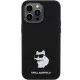 Karl Lagerfeld dėklas iPhone 15 Pro Max, Silicone Choupette Metal Pin, juodas