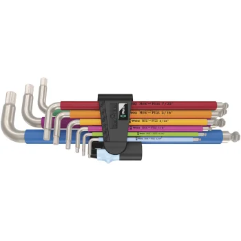 Šešiakampių raktų rinkinys Wera 3950/9 Hex-Plus Multicolour Imperial Stainless 1, 9 vnt.
