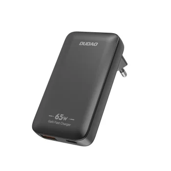 Dudao A65Q 65W GaN itin plonas tinklo įkroviklis USB-A / USB-C PD, juodas