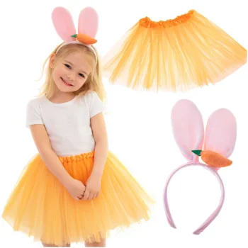 Kids Bunny Carnival Costume with Tulle Skirt and Headband