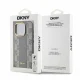 DKNY dėklas iPhone 15 Pro Max su MagSafe, Leather Checkered Mono Pattern, smėlio spalvos