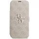 Guess Book 4G Metal Logo atverčiamasis dėklas iPhone 17 Pro Max, rožinis