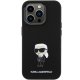 Karl Lagerfeld dėklas iPhone 15 Pro telefonui, Silicone Ikonik Metal Pin, juodas