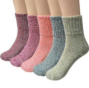 Women's Winter Socks 36-39, 5 Pair Set, Mixed Colors