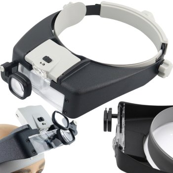 Headband Magnifier with 2 LED Lights for Close Work 1.5x-17x