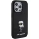 Karl Lagerfeld iPhone 15 Pro dėklas Glitter Ikonik Metal Logo, juodas