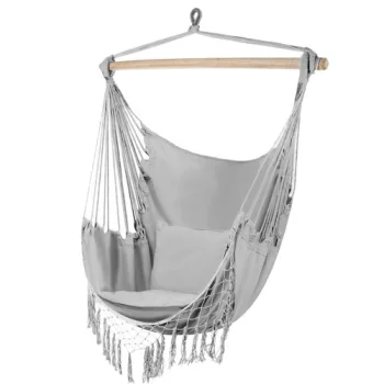Iso Trade Gardlov Brazilian Hammock Chair with Cushions, Grey