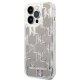 Karl Lagerfeld Liquid Glitter Monogram dėklas, skirtas iPhone 14 Pro, sidabrinis