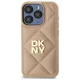 DKNY Quilted Stack Logo dėklas, skirtas iPhone 15 Pro, smėlio spalvos