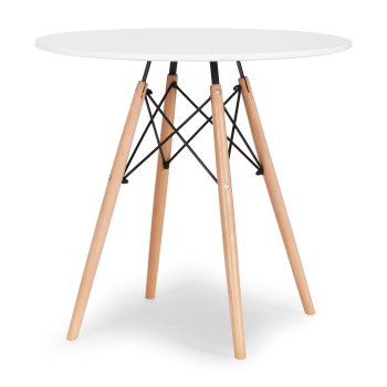 ModernHome skandinaviško stiliaus apvalus valgomasis stalas, 80 cm, baltas