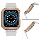Apsauginis dėklas ir dirželis Apple Watch 42/44/45mm Baltas/Rožinis auksas