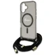 Guess Crossbody Cord Script MagSafe dėklas, skirtas iPhone 16, juodas