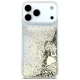 Guess Liq. Glitter 4 Charms dėklas, skirtas iPhone 17 Pro Max, auksinis
