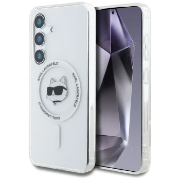 Karl Lagerfeld Button Choupette MagSafe Case for Samsung Galaxy S25, White