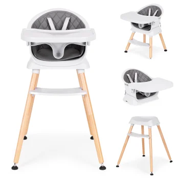 ECOTOYS 6-in-1 maitinimo kėdutė su nuimamu padėklu 137357, pilka