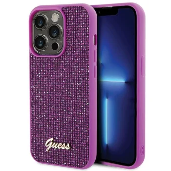 Guess iPhone 15 Pro Case Disco Metal Script, Fuchsia