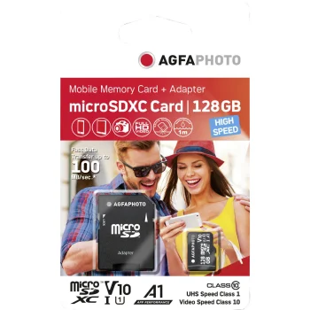Atminties kortelė AgfaPhoto MicroSDXC 128GB UHS-I U3 V30 A1 su adapteriu