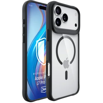 3Mk iPhone 17 Pro Max dėklas Satin Armor MagCase, skaidri juoda