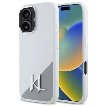 Karl Lagerfeld dėklas iPhone 16 telefonui su MagSafe, baltas