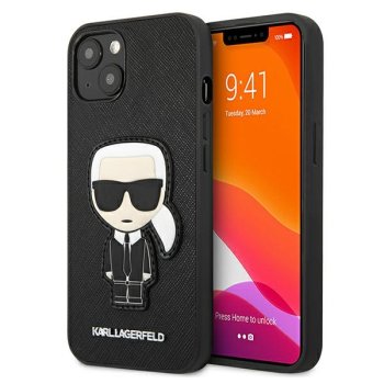 Karl Lagerfeld Saffiano Ikonik dėklas, skirtas iPhone 13 mini, juodas