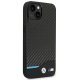 BMW dėklas iPhone 14 Plus telefonui Leather Carbon, juodas