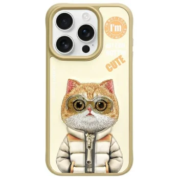 Nimmy Cool&Cute 2.0 Cat Case for iPhone 15 Pro, Khaki