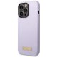 Guess Silicone Logo Plate MagSafe dėklas skirtas iPhone 14 Pro, violetinis