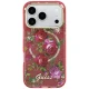 Guess IML Glitter Blossom Roses dėklas iPhone 17/18 Pro Max, MagSafe, bordo