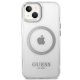 Guess Metal Outline MagSafe dėklas telefonui iPhone 14 Plus, sidabrinis