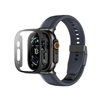 Apsauginis stiklas su dėklu AmazingThing Radix, skirtas Apple Watch Ultra 3 49 mm, juodas
