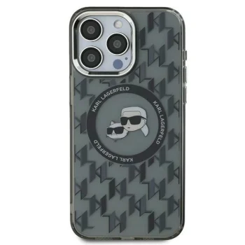 Apple iPhone 16 Pro Max 6.9'' Karl Lagerfeld IML Monogram Karl & Choupette Head MagSafe Cover Case, Black
